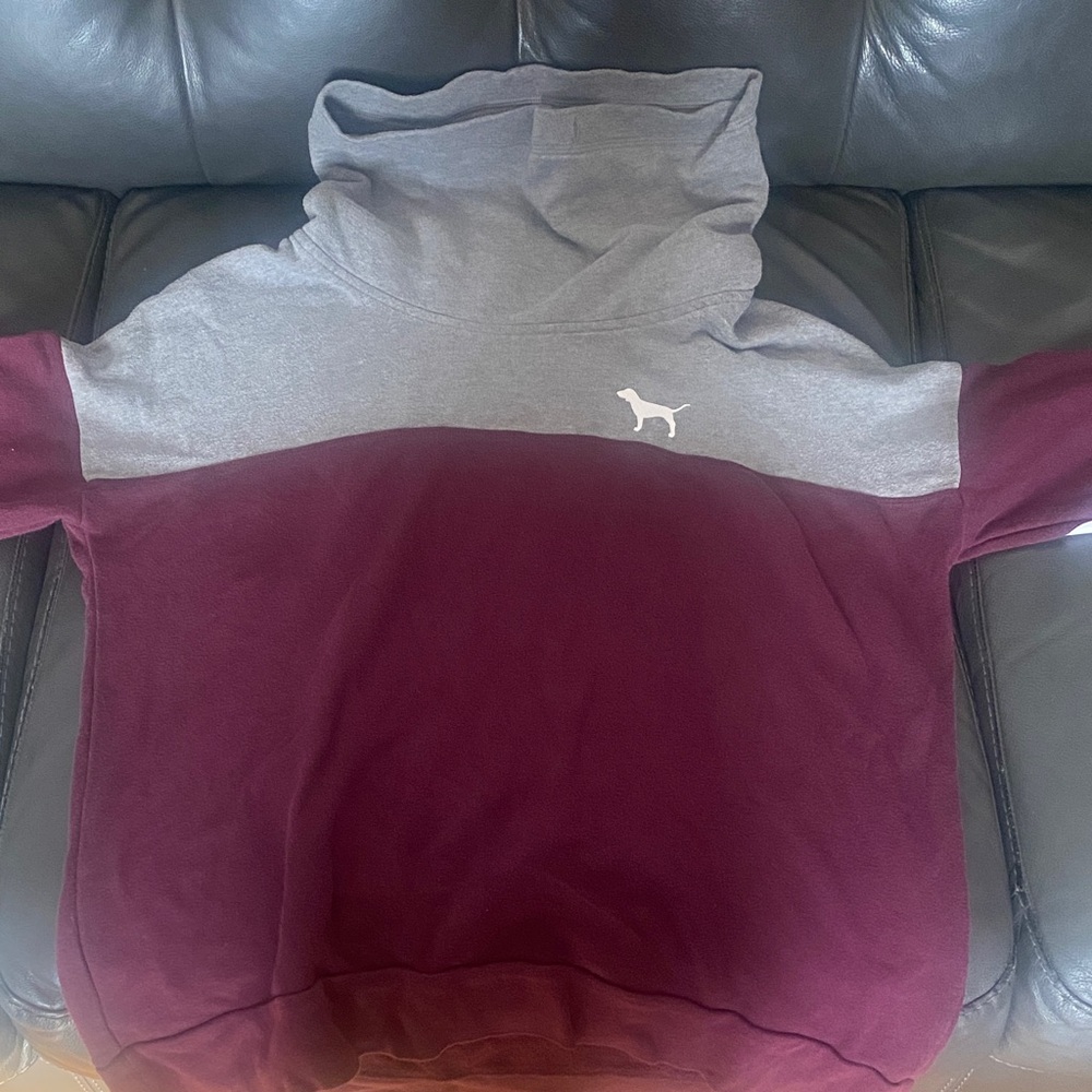 PINK Victoria's Secret Gray and Burgundy Sweatshirt